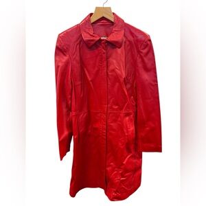 Olly London Womens Red Lamb Leather Full Zip Coat Jacket